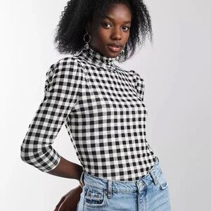 Free People NWT Sheet Black & White Turtleneck Blouse